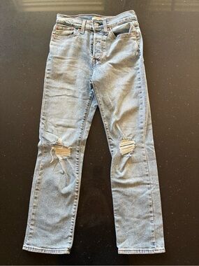 Levi's Wedgie Straight Light Blue Distressed Women's Jeans